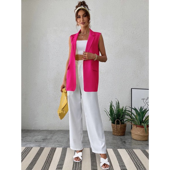 Women's Pink Sleeveless Vest - Picture 6 of 9